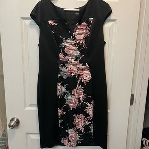 Elegant Black and Pink Floral Dress